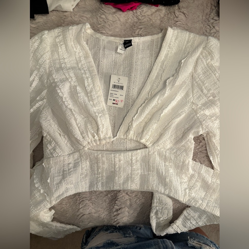 Windsor Ivory Textured Long Sleeve Top